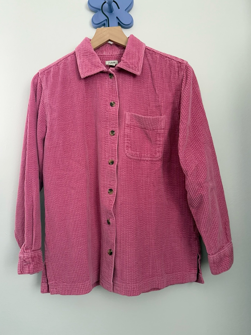 L.L. Bean XS Corduroy Button Up Thick Shacket Fuchsia Pink Fall Vintage 90s